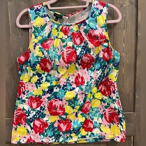 Talbots Vibrant Floral Sleeveless Blouse - Red, Yellow, Blue